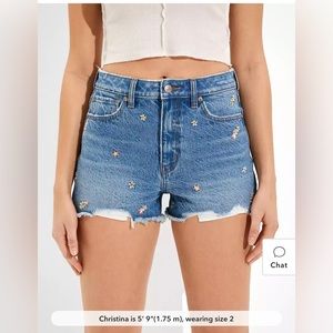 american eagle denim mom shorts with flowers